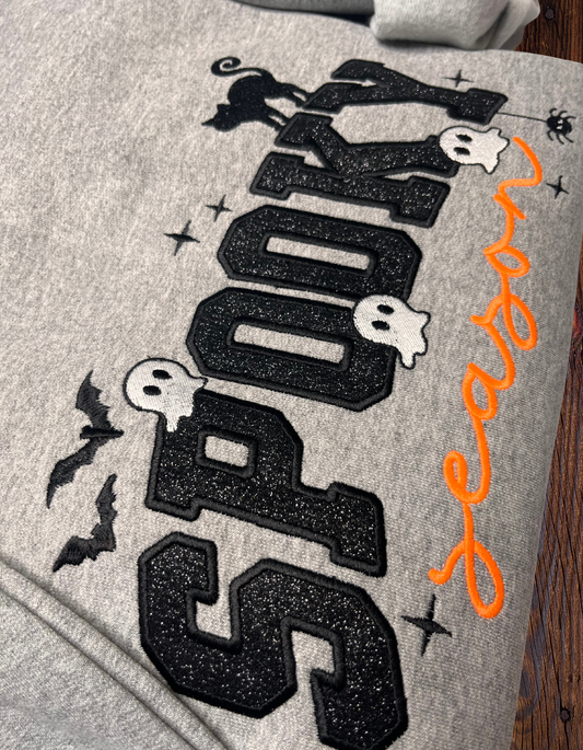 Spooky Season Glitter Embroidered Sweatshirt