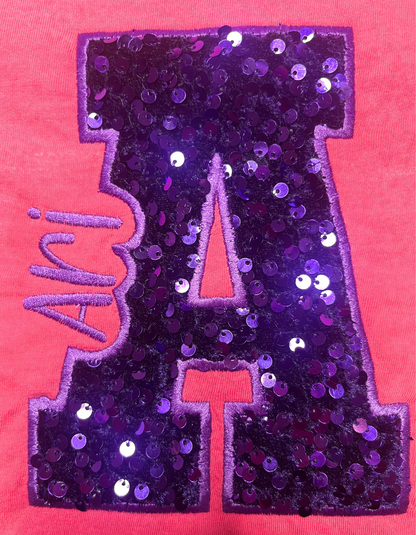 Youth Team Varsity Letter & Number Sequins Sweatshirt