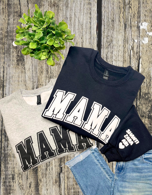 Mama Puff Print Sweatshirt with Children's name on Sleeve