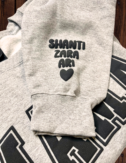 Mama Puff Print Sweatshirt with Children's name on Sleeve