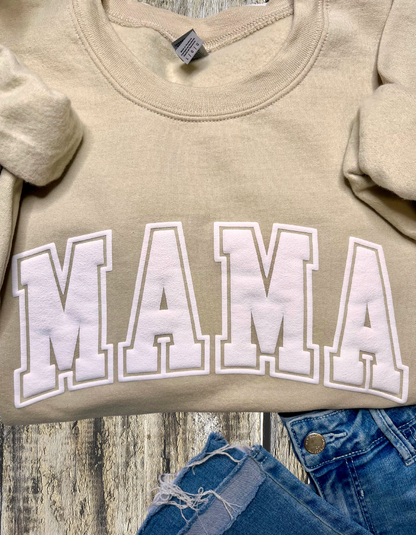 Mama Puff Print Sweatshirt with Children's name on Sleeve
