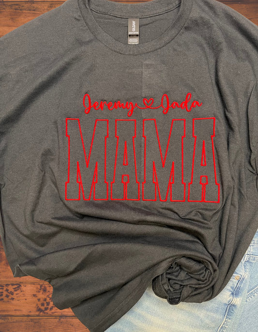 Mama Satin Embroidered T-Shirt (Customize)