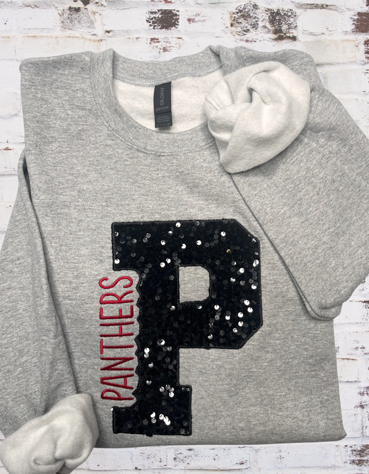 Team Varsity Letter Sequins Sweatshirt