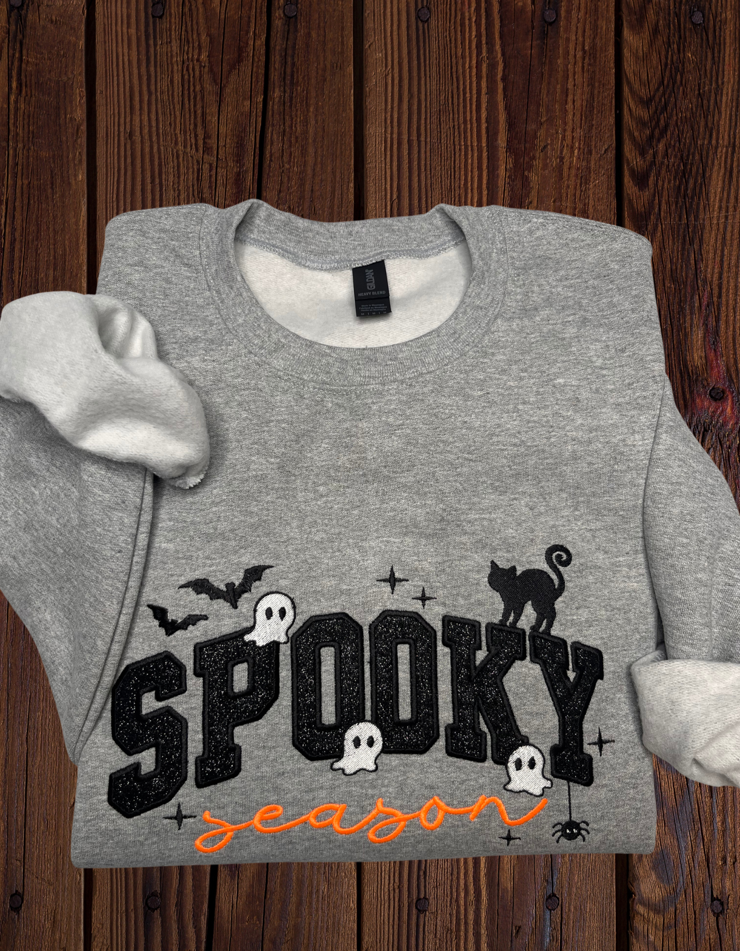 Spooky Season Glitter Embroidered Sweatshirt