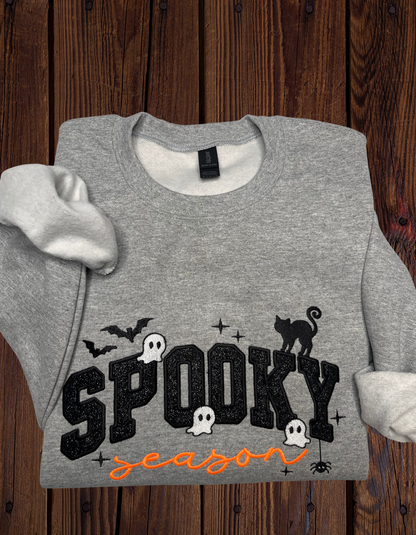 Spooky Season Glitter Embroidered Sweatshirt