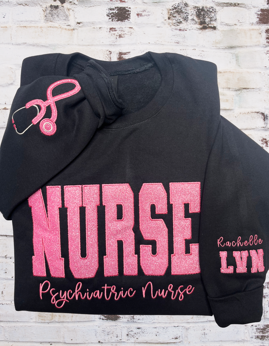 Nurse/Occupation Glitter Sweatshirt (Customize)