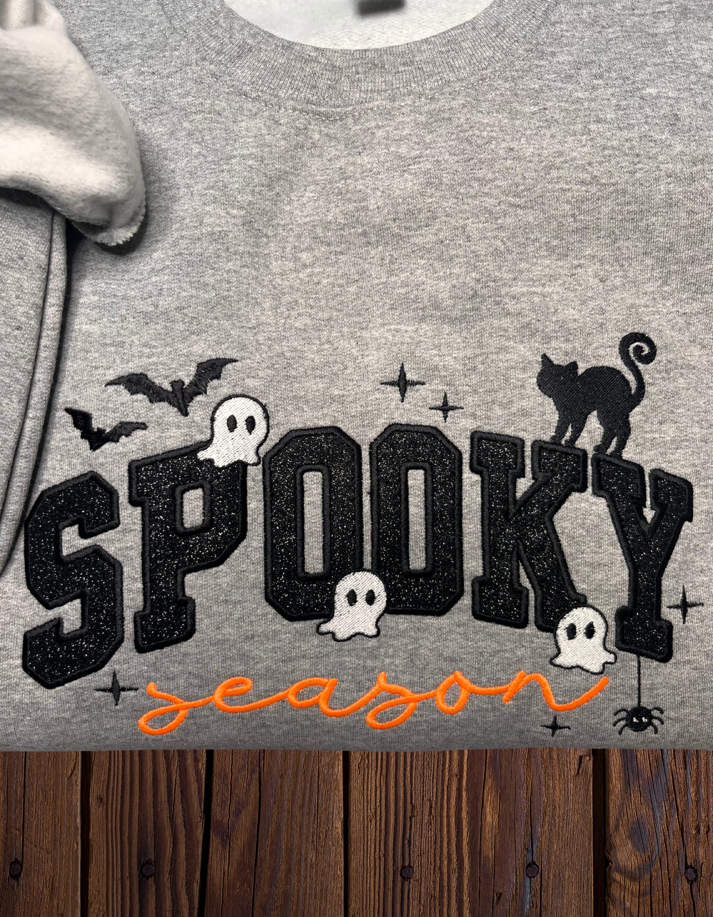 Spooky Season Glitter Embroidered Sweatshirt