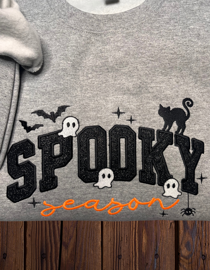 Spooky Season Glitter Embroidered Sweatshirt