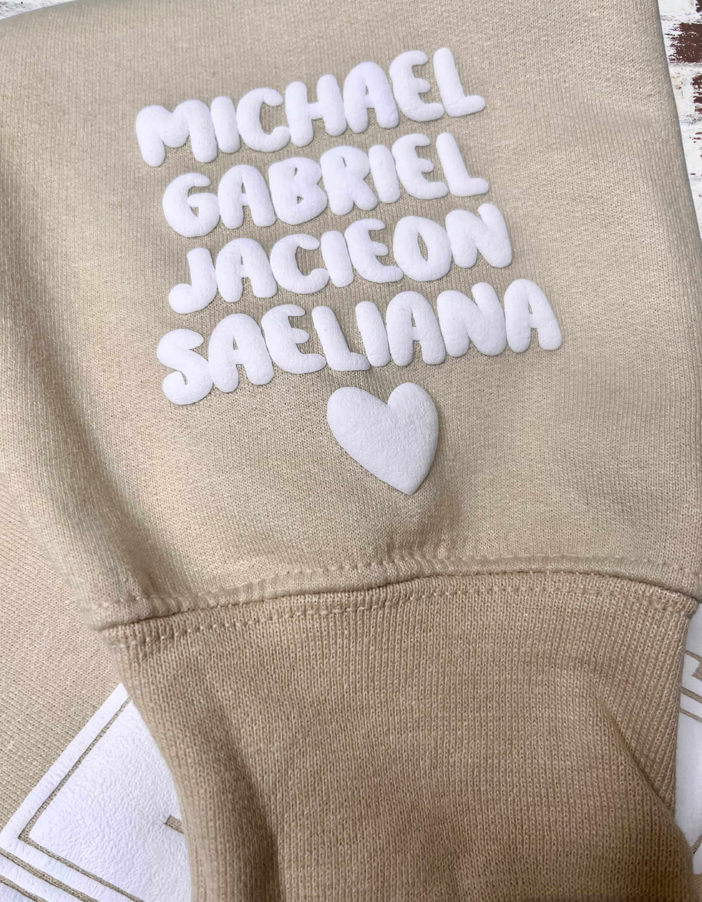 Auntie Puff Print Sweatshirt with Children's name on Sleeve